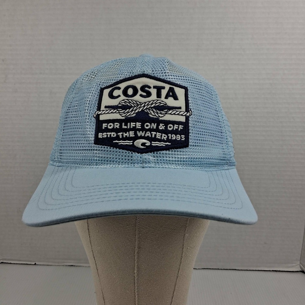 Costa Del Mar All Over Mesh Hat Arctic Blue Snapback Trucker FQS900350 NEW